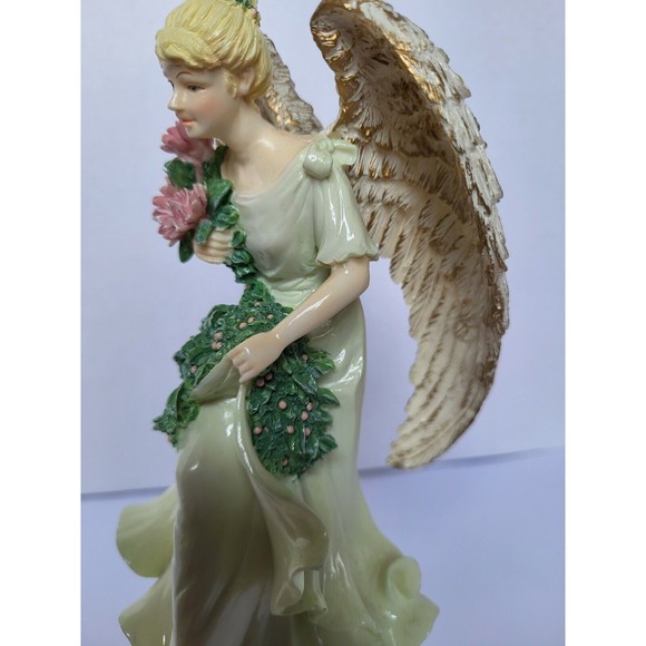 Vintage Dillards Christmas Angel Flowers Hand Painted 'The First Noel' Figurine - Picture 4 of 12